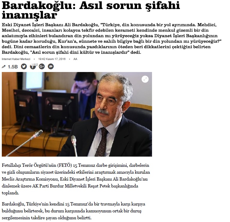 Ali Bardakoğlu - İnternet Haber